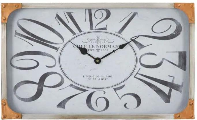 Ceas de perete Bettina, 30x50x6 cm, metal/ sticla, gri/ alb/ cupru