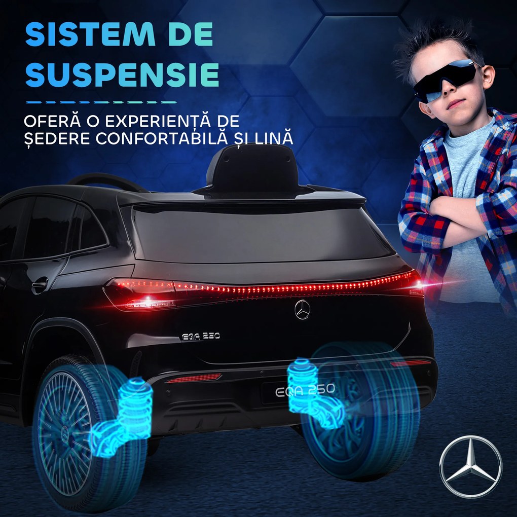 HOMCOM Mașină Electrică pentru Copii 3-8 Ani cu Telecomandă și Claxon, Negru, 111.5x69x52.5 cm | Aosom Romania