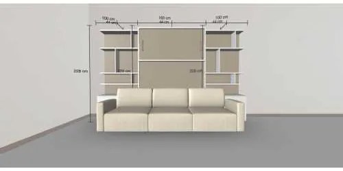 Set pat rabatabil dublu cu 2 biblioteci de 100 cm si canapea de 3 locuri - ROYAL BOOKCASES&TRIPLE SOFA SET (150X200)