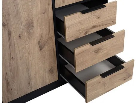 Comodă Pengasa 2D3S (Negru + Stejar viking) . 1103666