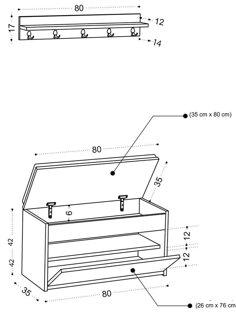 Mobilier Hol Movopu 2 (alb + auriu) . 1093896