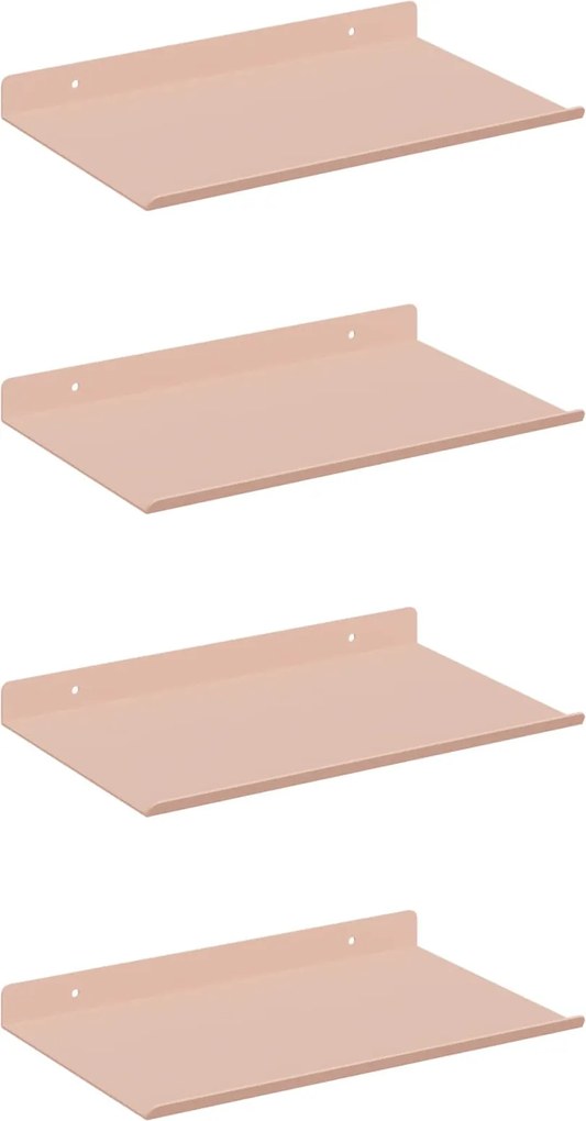 vidaXL Raft suspendat Pe perete 4 pcs Roz 30 x 18 x 2,5 cm Oțel