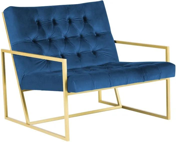 Fotoliu Mazzini Sofas BONO cu structură metalică, auriu - albastru