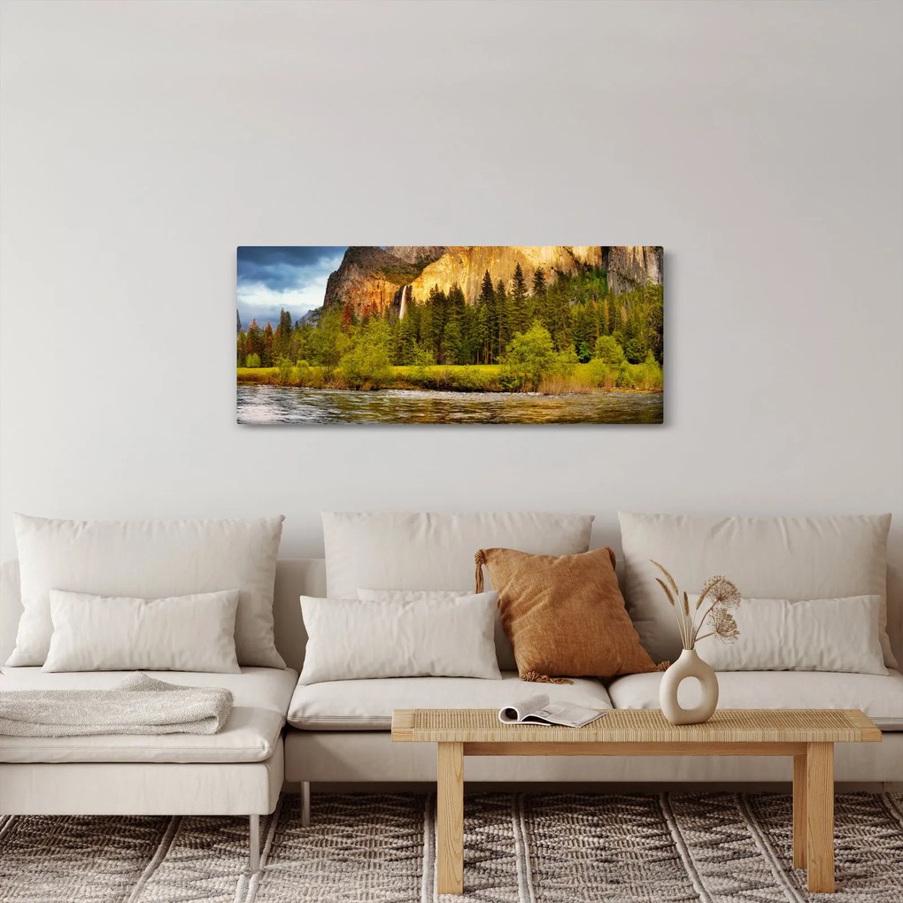 Tablou - Stânci lăngă lac (120x50 cm)