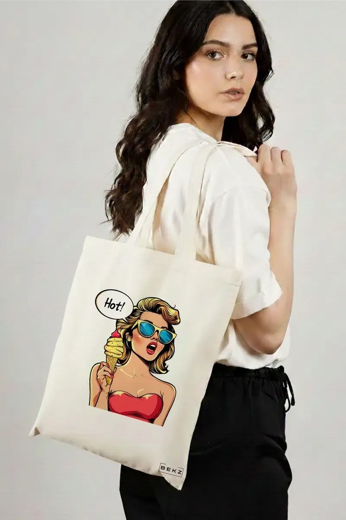 Sacosa de Panza pentru Cumparaturi, Geanta Tote, model Sip and Style 6 38 x 34.5 cm, Alba, BEKZ®