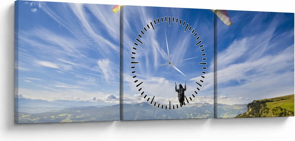 Tablou - Paragliding (cu ceas) (90x30 cm)
