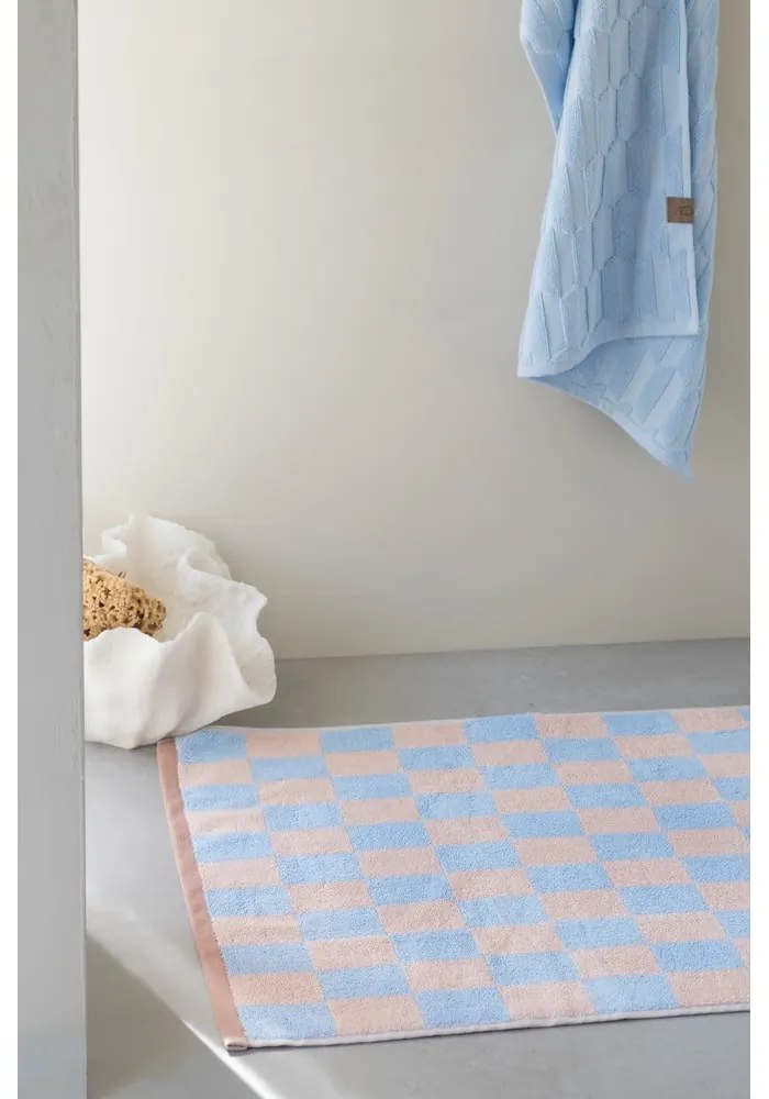 Covoraș de baie albastru/roz din bumbac organic 50x80 cm Retro – Mette Ditmer Denmark