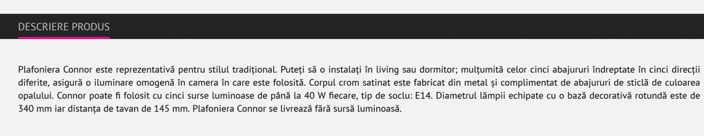 Lustra clasica cu 5 brate Connor 5691 RX