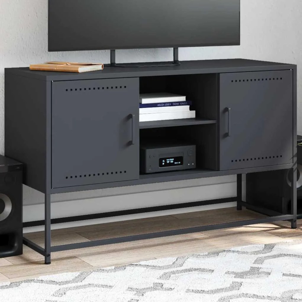 vidaXL Dulap TV, antracit, 100,5x39x60,5 cm, oțel