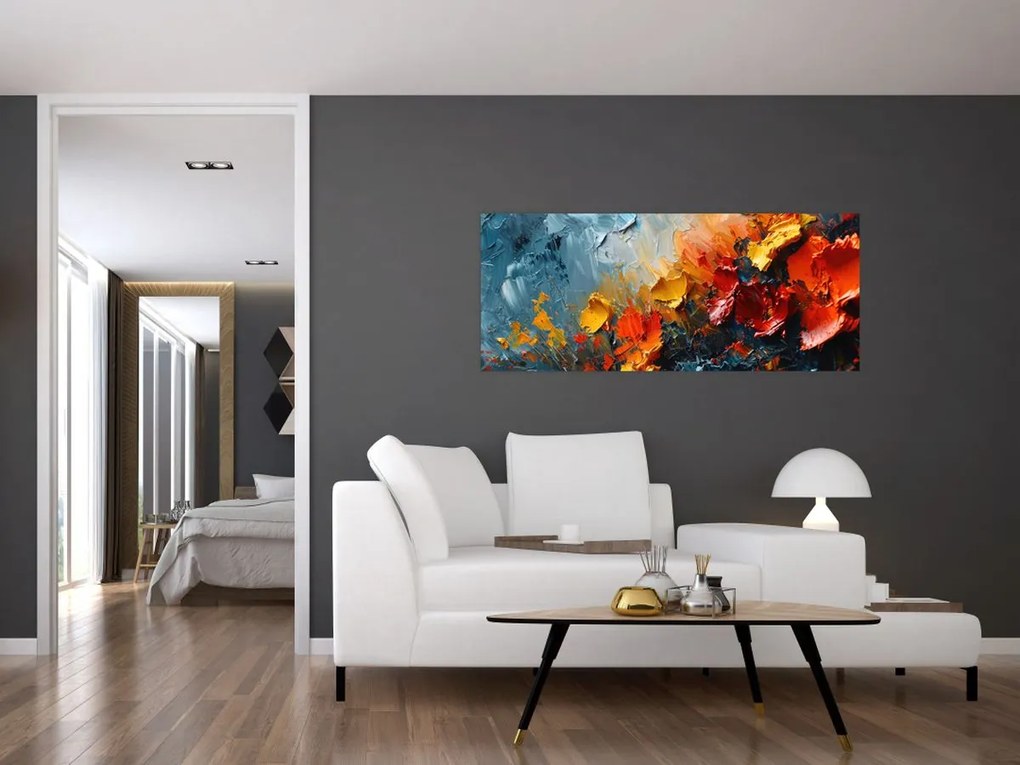 Tablou - Pictură abstractă de flori III. (120x50 cm)