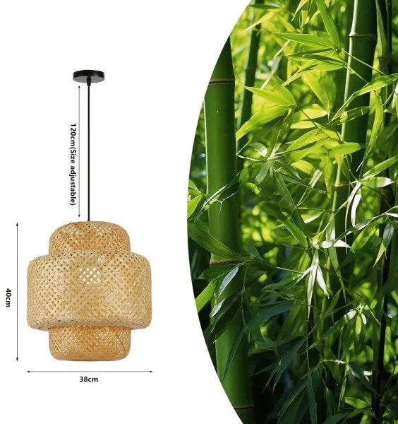 Lustră pe cablu Immax 08267L HILO 1xE27/40W/230V d. 38 cm bambus