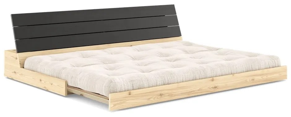 Canapea albă extensibilă cu tapițerie din catifea reiată 196 cm Base – Karup Design