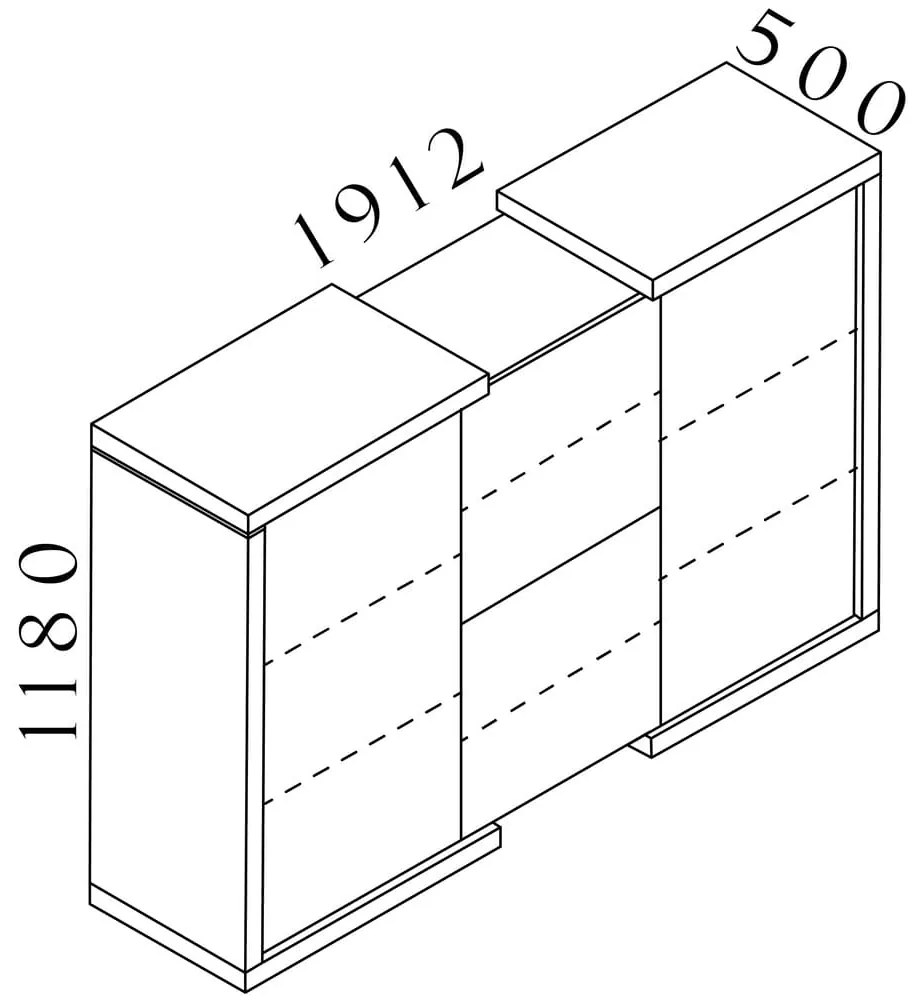 Dulap mediu Lineart 191,2 x 50 x 118 cm, ulm deschis / antracit
