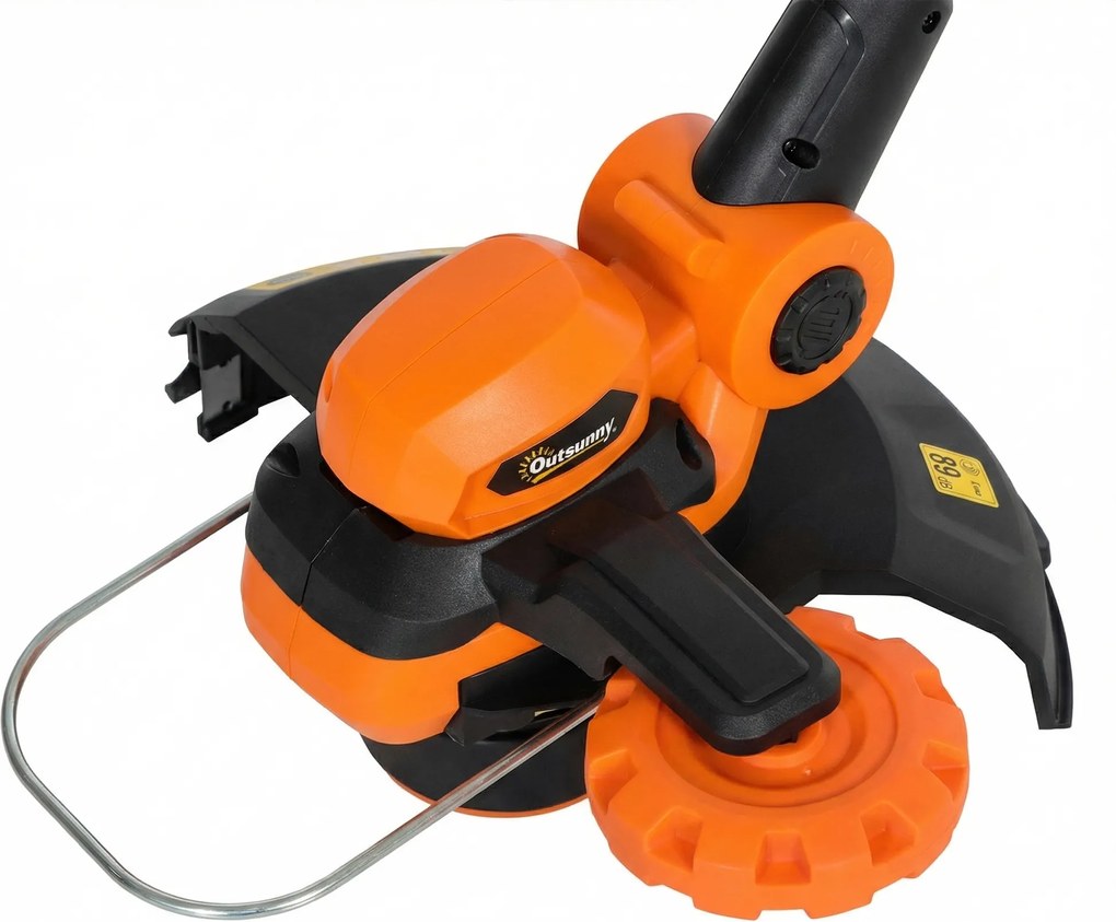 Outsunny Trimmer cu acumulator 21V, motocoasă cu 2x4,0 Ah baterii, încărcător, lățime de tăiere 25 cm, mâner telescopic reglabil | Aosom Romania