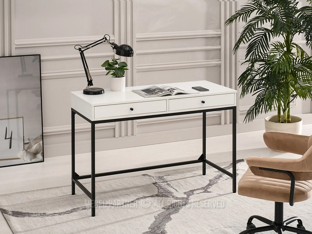 Masă PC Kaplan (lemn alb + negru). 1109767