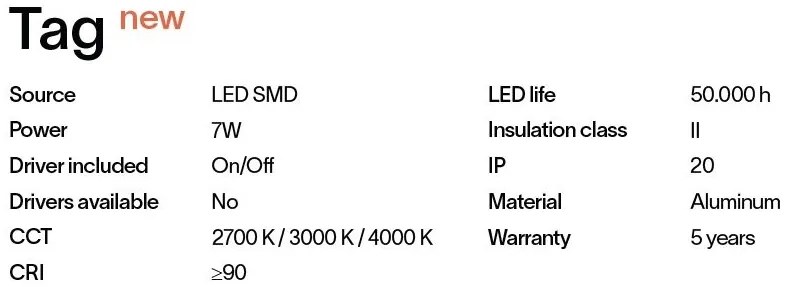 Spot LED incastrabil Tag fi 7w 4000k, Negru