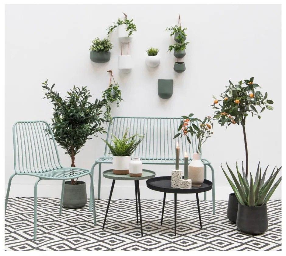Ghiveci suspendat din ceramică PT LIVING Oval, verde mat