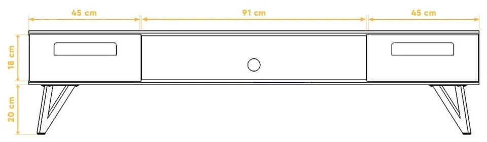 Masă TV din stejar 182x42 cm Golo - The Beds