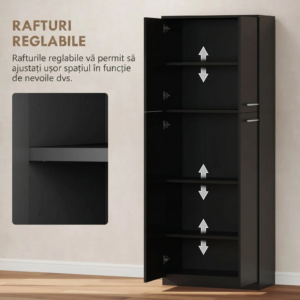 HOMCOM Mobilier de depozitare cu 2 dulapuri și rafturi reglabile din lemn negru | Aosom Romania