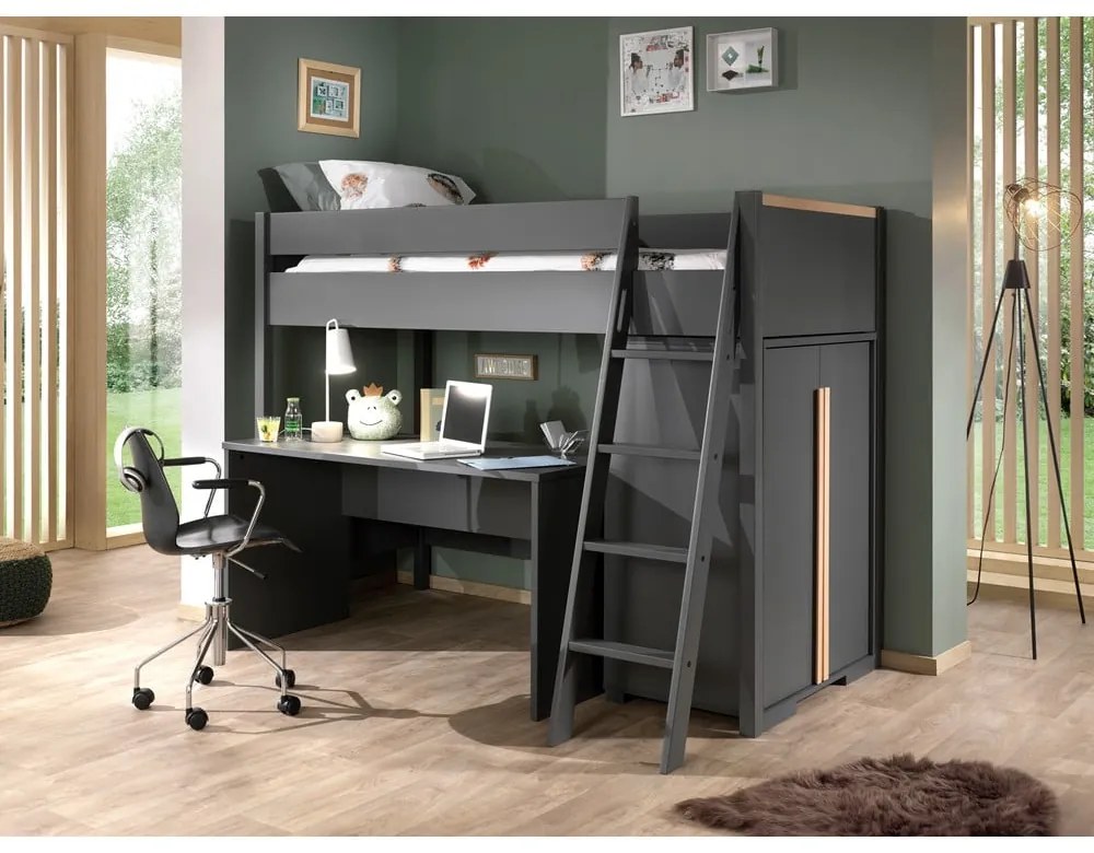 Dulap de copii pentru pat supraetajat Vipack London, gri închis