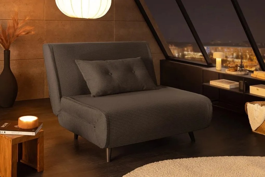 Fotoliu Pat SMART MULTIFUNCTION 100cm catifea raiata gri