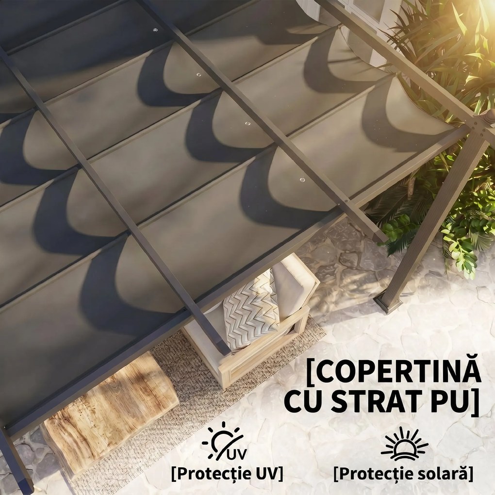 Outsunny Pergola cu Acoperis Retractabil de 3 x 4 (m) | Aosom Romania