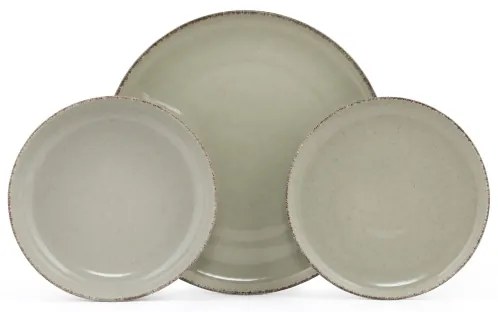 Set de veselă, 18 piese, din porțelan, verde