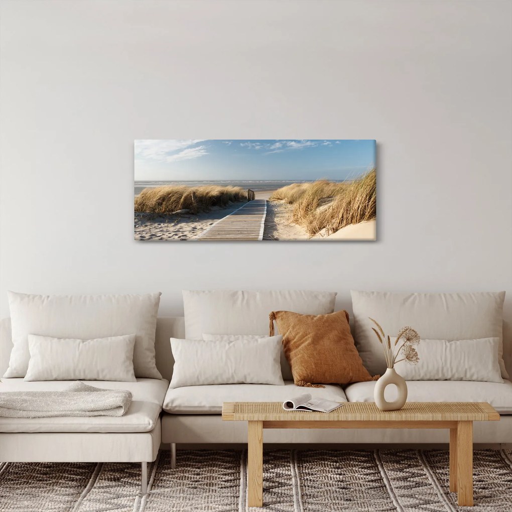 Tablou - Plaja cu nisip de pe insula Langeoog, Germania (120x50 cm)
