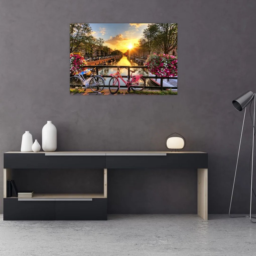 Tablou - Răsărit de soare la Amsterdam (90x60 cm)