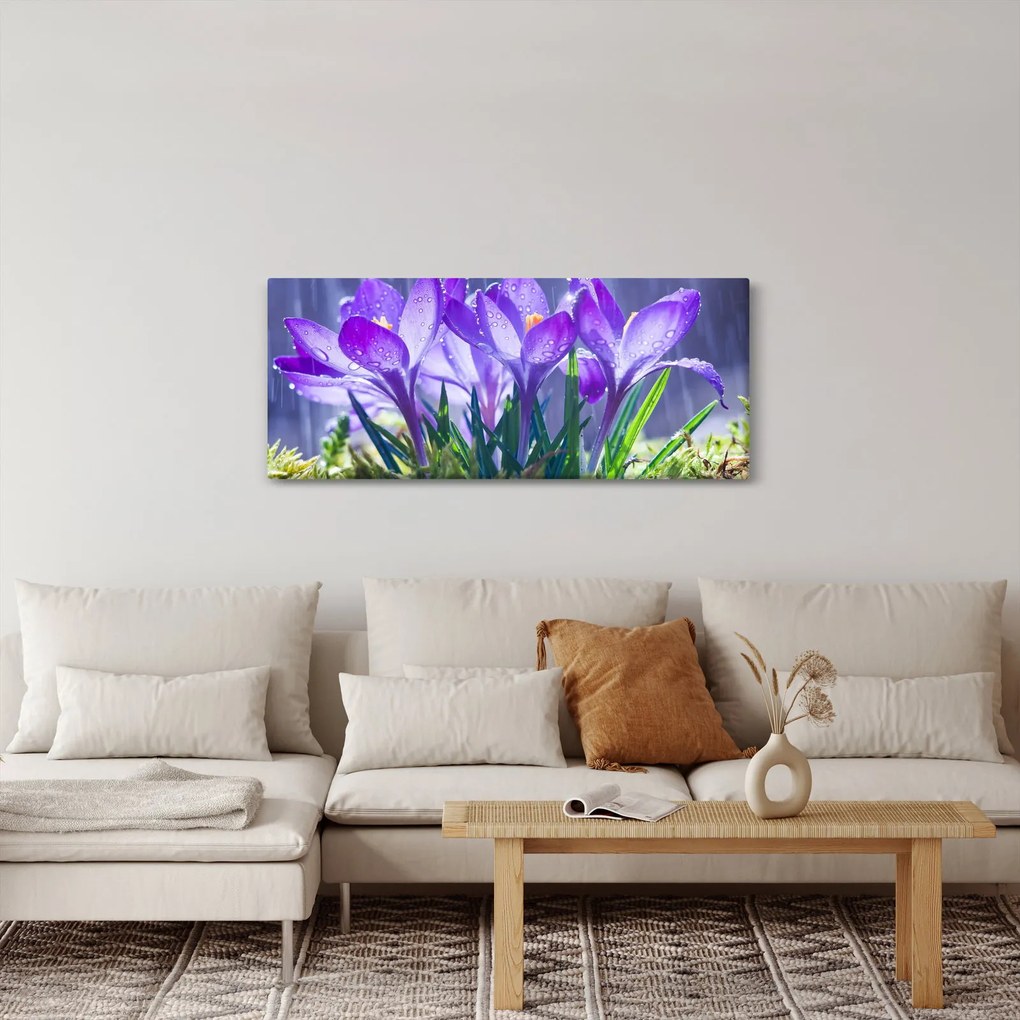 Tablou cuflori în ploaie (120x50 cm)