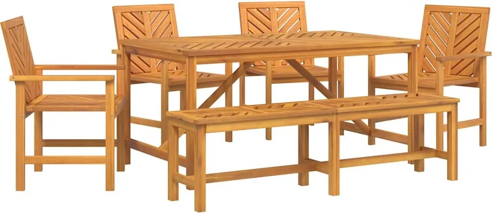 vidaXL Set de masă pentru grădină 6 pcs Maro Lemn Solid de Acacia