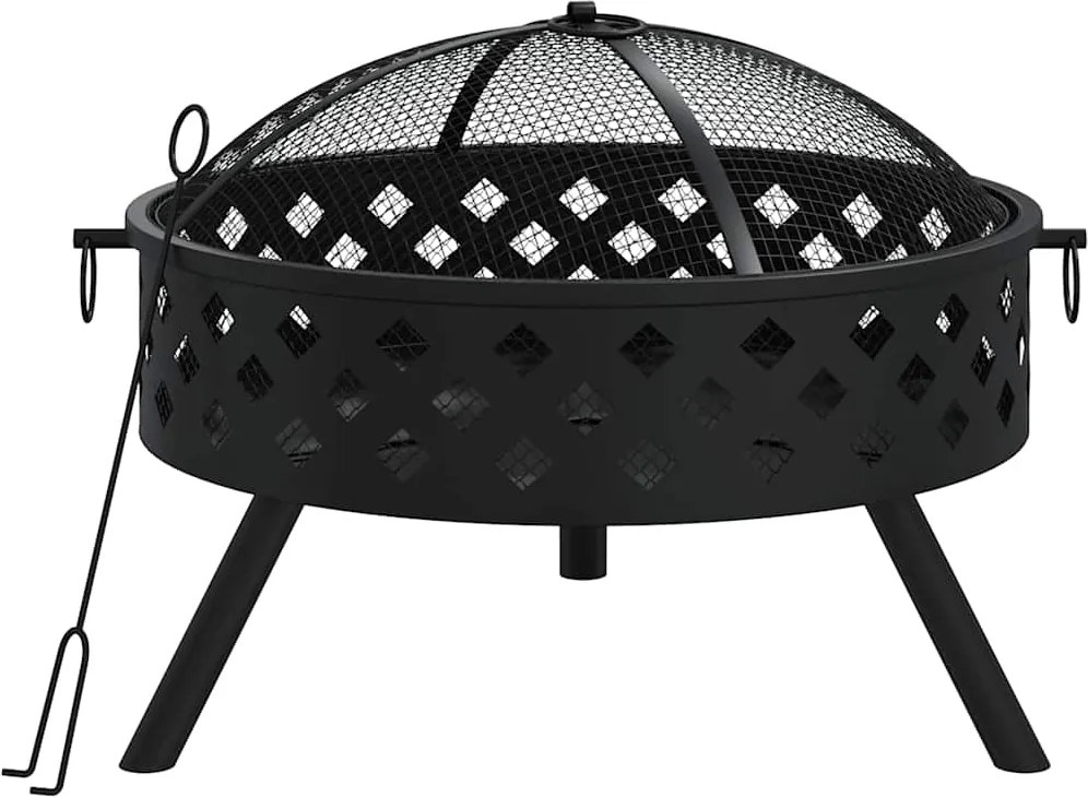 vidaXL Vatră de foc cu vătrai, 58 cm, oțel, XXL