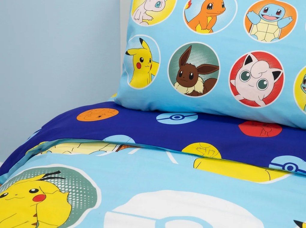 Lenjerie de pat pentru copii POKÉMON TEAM colorata Dimensiune lenjerie de pat: 70 x 80 cm | 140 x 200 cm