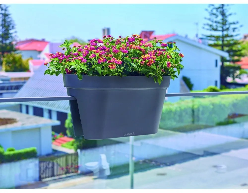 Jardinieră pentru balustradă din plastic reciclat de agățat / de perete 60 cm Capri – Artevasi