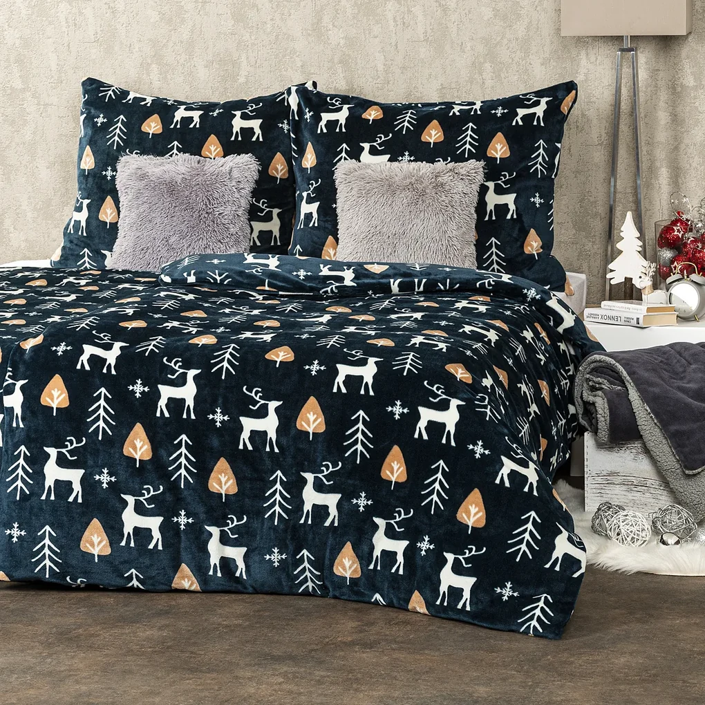 Lenjerie pat 1 pers. 4Home Nordic Deer microflanel, 140 x 220 cm, 70 x 90 cm