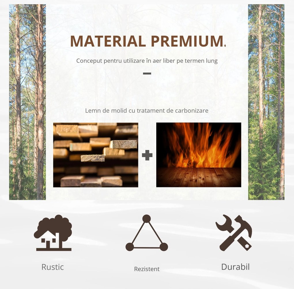 Outsunny Pod de grădină din lemn, cu balustradă la jumătate de roți și o capacitate de 150 KG, 100 x 50 x 37 cm, maro | Aosom Romania