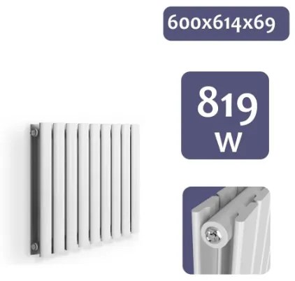 Radiator orizontal Aquamarin, 819 W, 600x614x69 mm