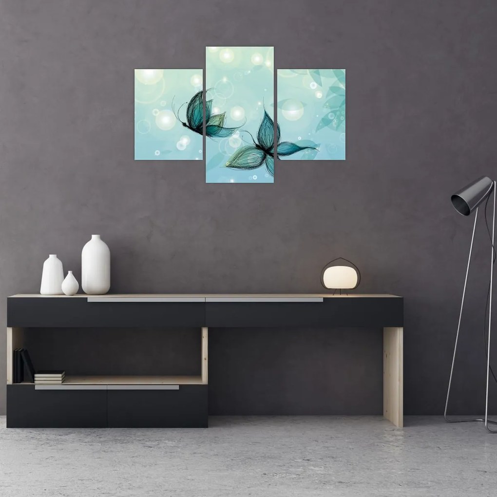 Tablou - Fluturi albaștri (90x60 cm)