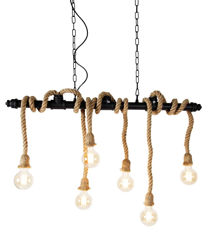 Lampă suspendată inteligentă neagră cu 6 lumini inclusiv Wifi G95 - Plural