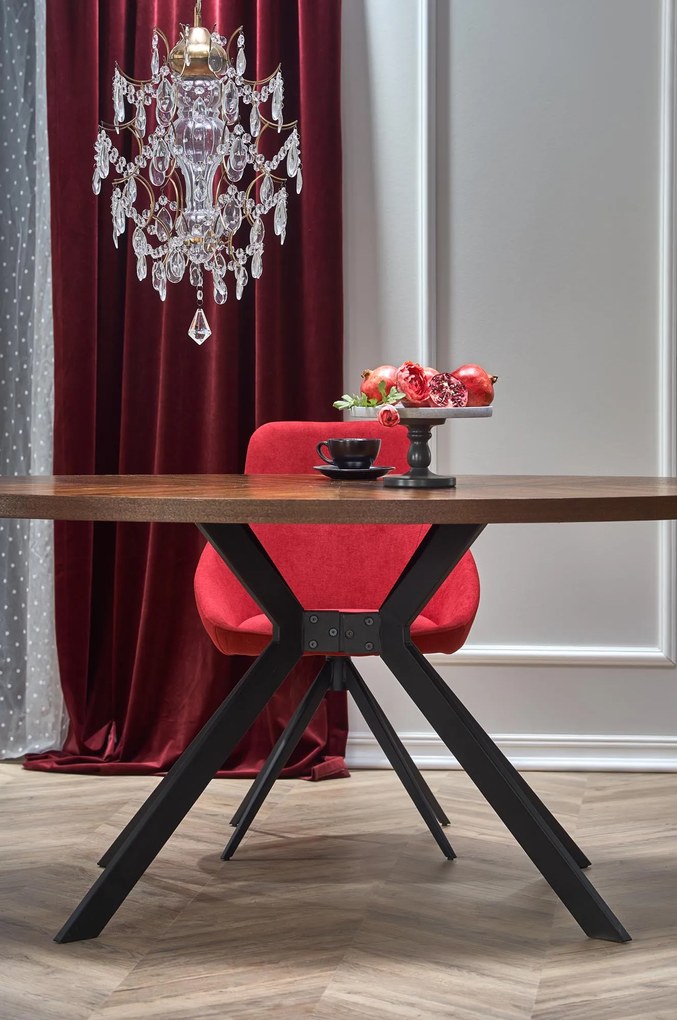 Masă de sufragerie Laraco (nuc + negru) (pentru 6 persoane). Promo -6%. 1028077