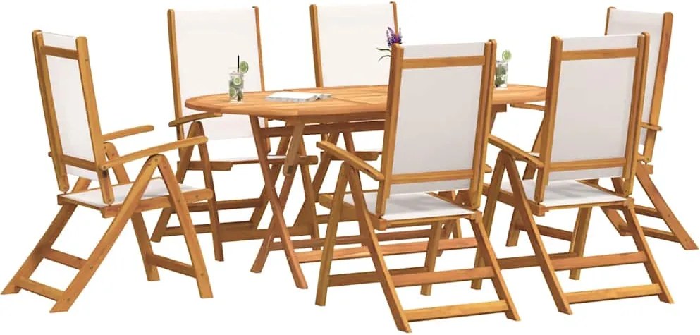 vidaXL Set mobilier de grădină, 7 piese, lemn masiv acacia/textilenă