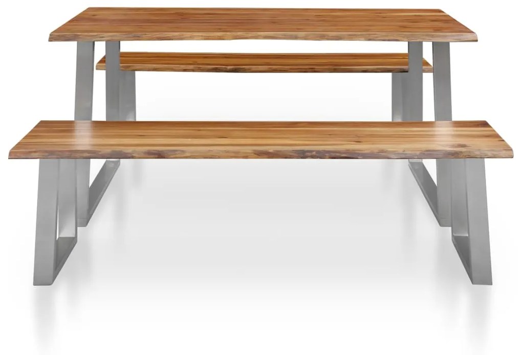 277788 vidaXL Set mobilier de bucătărie, 3 piese, maro, lemn masiv de acacia