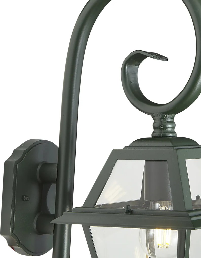 Felinar clasic de perete pentru exterior verde închis IP44 - Berta