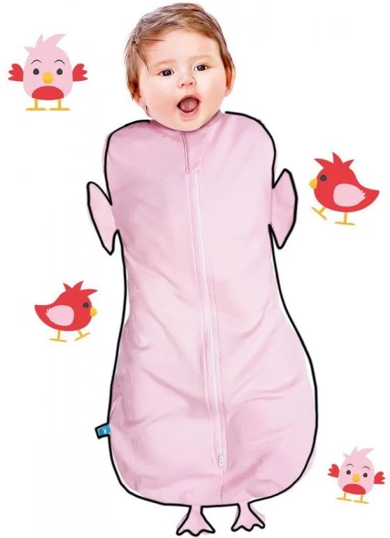 Wallaboo - Sac de dormit Fun Animal 2in1 chicky -0-3 luni, Pink