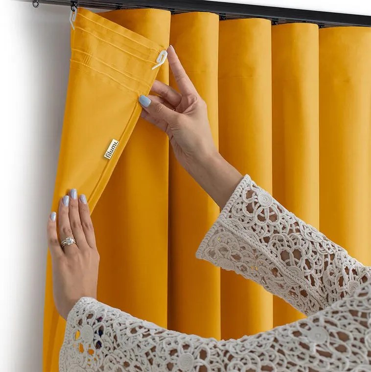 decoDoma Draperie catifelată FILUMI muştar 140 x 250 cm 1 buc