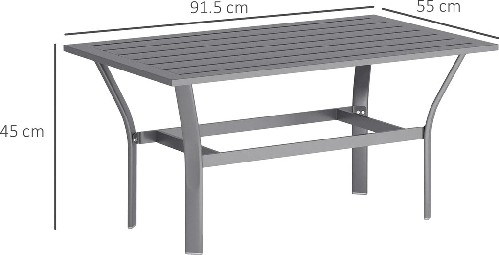 Outsunny Măsuță laterală din metal masă de balcon cu design cu lamele rezistentă la intemperii masă de cafea pentru grădină 91,5 x 55 x 45 cm Gri închis | Aosom Romania