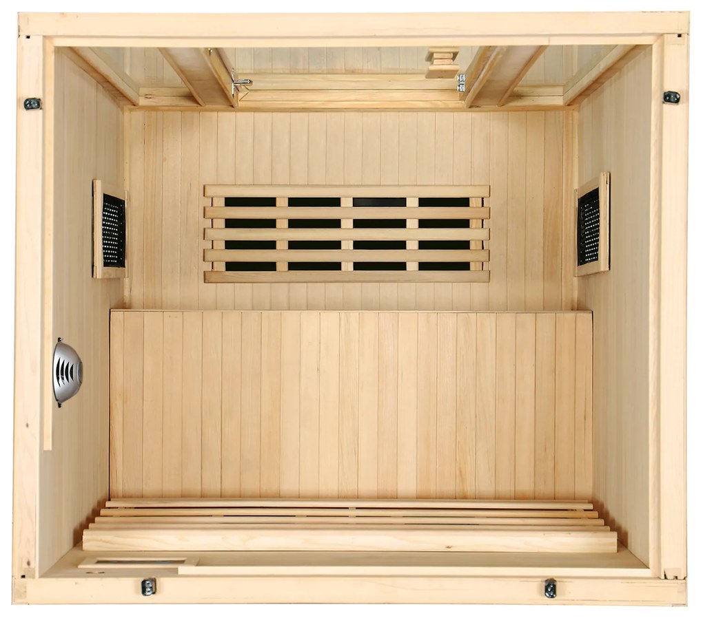 Infračervená sauna/tepelná kabína Nyborg S120V s plným spektrom, panelovým radiátorom a drevom Hemlock