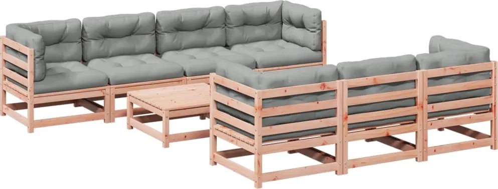 vidaXL Set canapele grădină cu perne 8 locuri, lemn masiv brad douglas