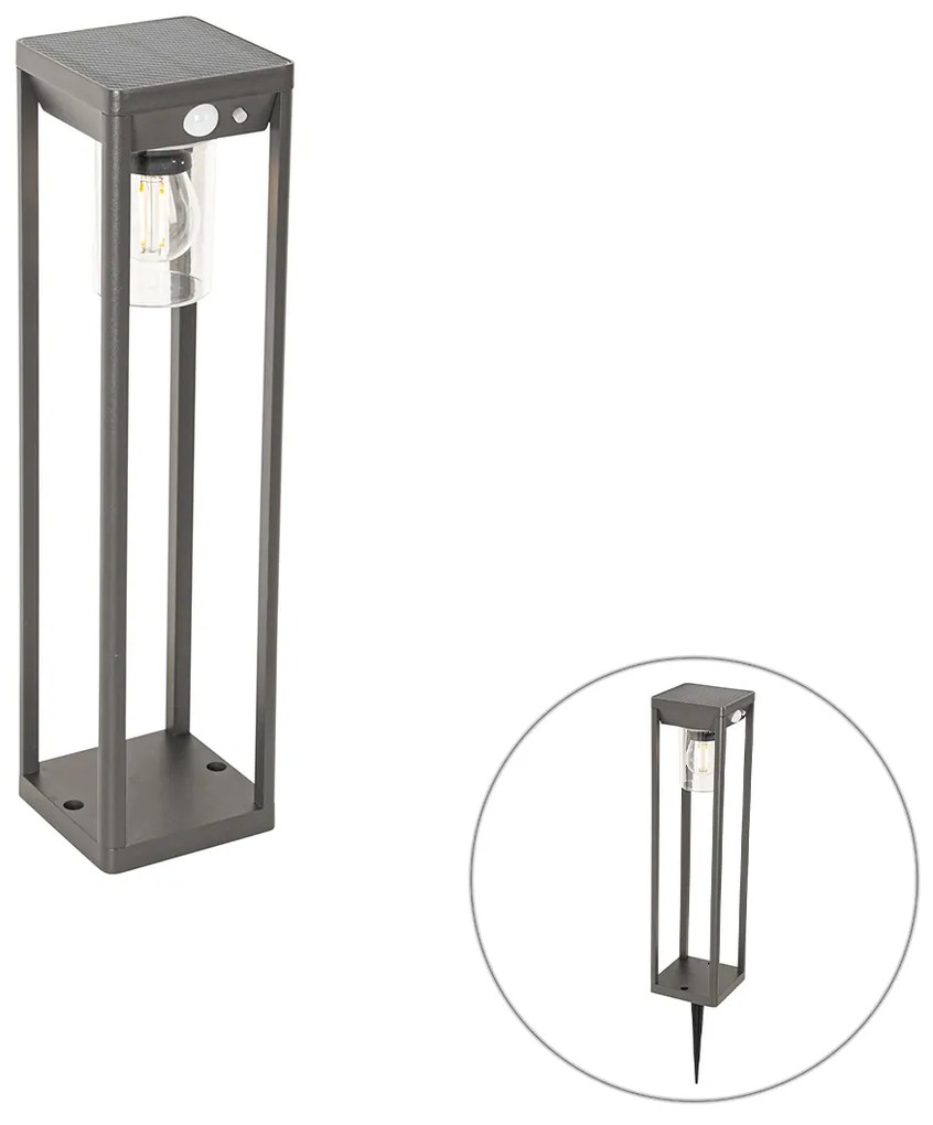 Lampă de podea pentru exterior gri închis 40 cm cu LED și lumină reglabilă pe solar - Sonne