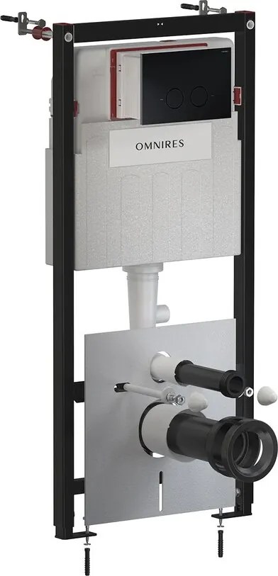 Rezervor incastrat Omnires StrongFrame ECO pentru vas WC suspendat si clapeta de actionare Steel-R45 finisaj negru mat
